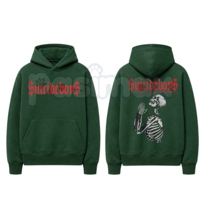 Prayer Skulls Print Hoodie – Vintage Gothic Skeleton Graphic Pullover, Dark Aesthetic Tattoo Art Sweatshirt, Edgy Unisex Streetwear
