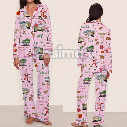 Women's Christmas Pajama Set - Elegant Long Sleeve Top & Pants, Comfortable Home Wear for Fall Winter & Holiday Gift