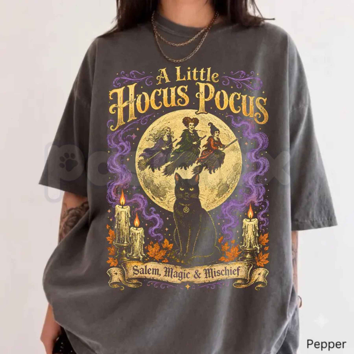 Comfort Colors® Hocus Pocus Inspired T-Shirt – Salem Magic & Mischief Graphic Tee, Sanderson Sisters Spooky Unisex Top & Gift