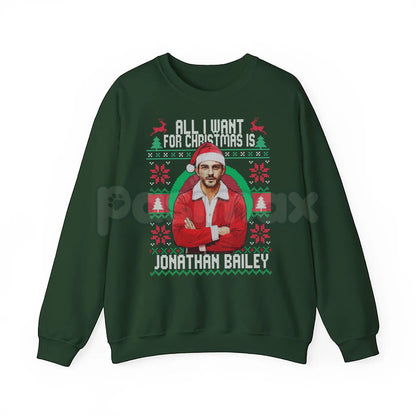 Fiyero All I Want For Christmas Is Jonathan Bailey Christmas Shirt | Wicked Movie Fan Ugly Xmas Sweatshirt | Broadway Actor Gift