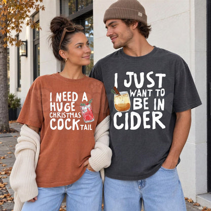 Comfort Colors® Funny Christmas Couples Matching T-Shirts – Rude & Inappropriate Holiday Graphic Tee, Adult Xmas Unisex Top & Gift