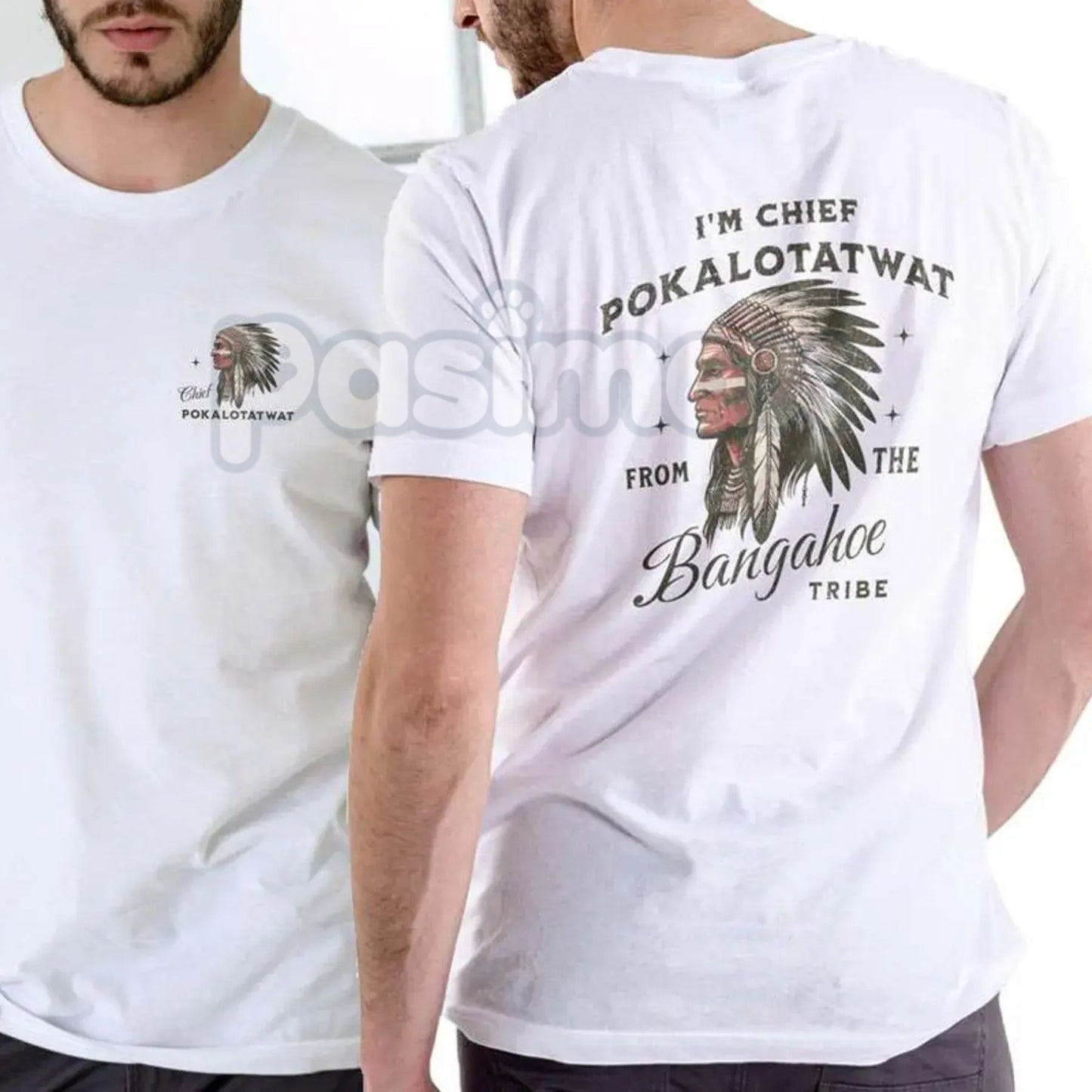 "Chief Pokalotatwat" Funny Adult Humor T-Shirt - Suggestive Pun Graphic Tee, Offensive Joke Tribal Name Shirt, Premium Heavyweight Unisex 100% Cotton Top, Crude Humor Gift for Men, Sarcastic Adult Wordplay Apparel