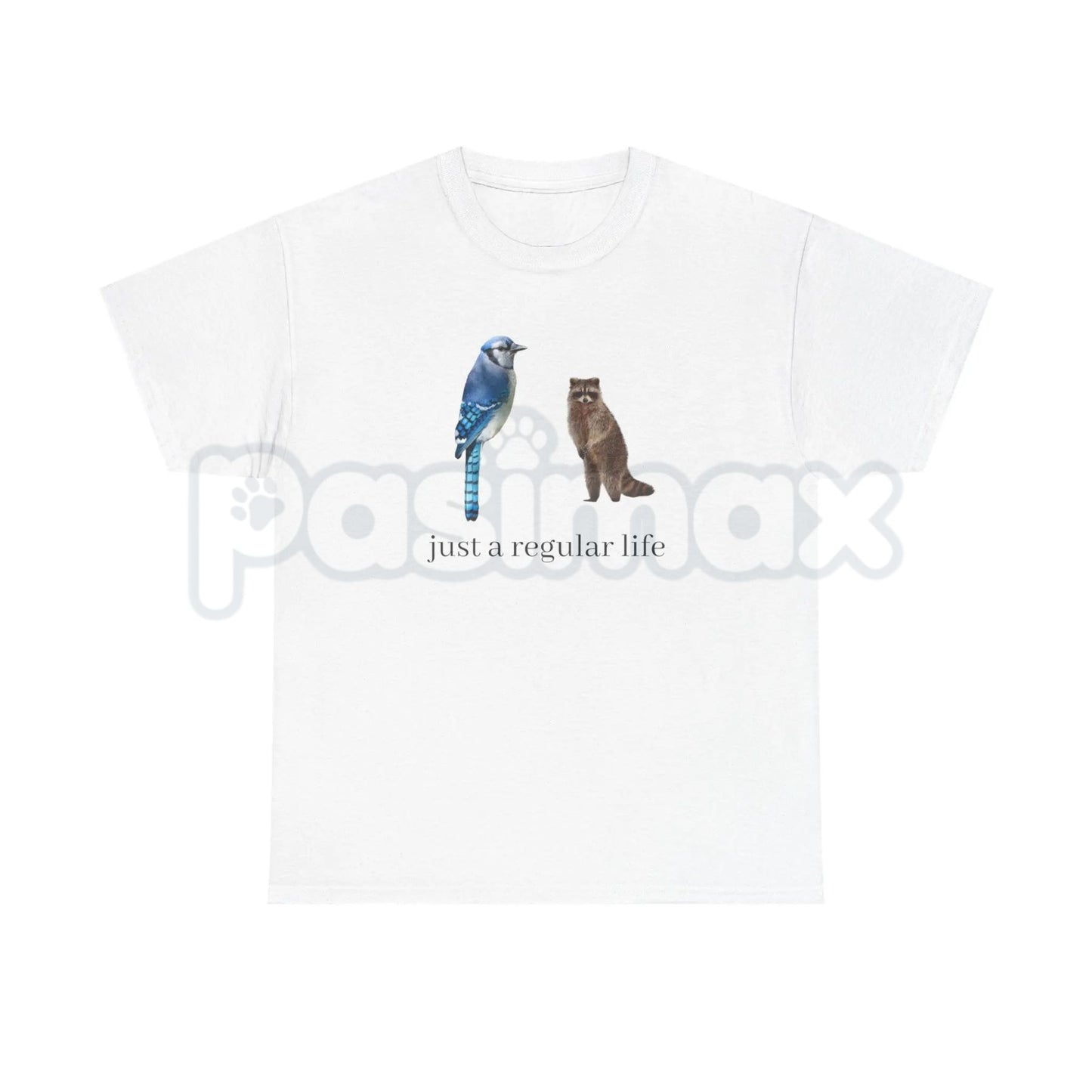 Blue Jay and Raccoon "Just a Regular Life" T-Shirt – Retro 2010s Cartoon Graphic Tee, Premium 100% Cotton Slacker Humor Top, Soft Lived-In Heavyweight Nostalgia Pop Culture Shirt, Made in USA