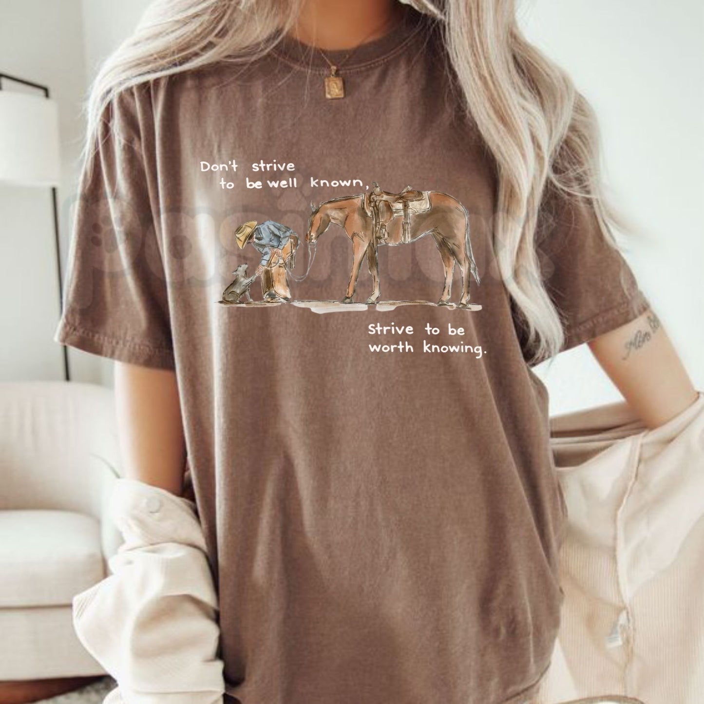 Comfort Colors® "Strive To Be Worth Knowing" T-Shirt – Inspirational Quote Graphic Tee, Aesthetic Motivational Shirt, Minimalist Mental Health Gift