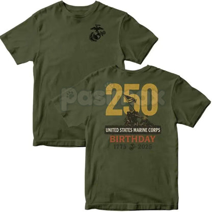Marines 250th Birthday MADE IN USA T-Shirt - USMC 250 Year Anniversary Collection, Semper Fidelis Commemorative Tee, Eagle Globe and Anchor Military Gift