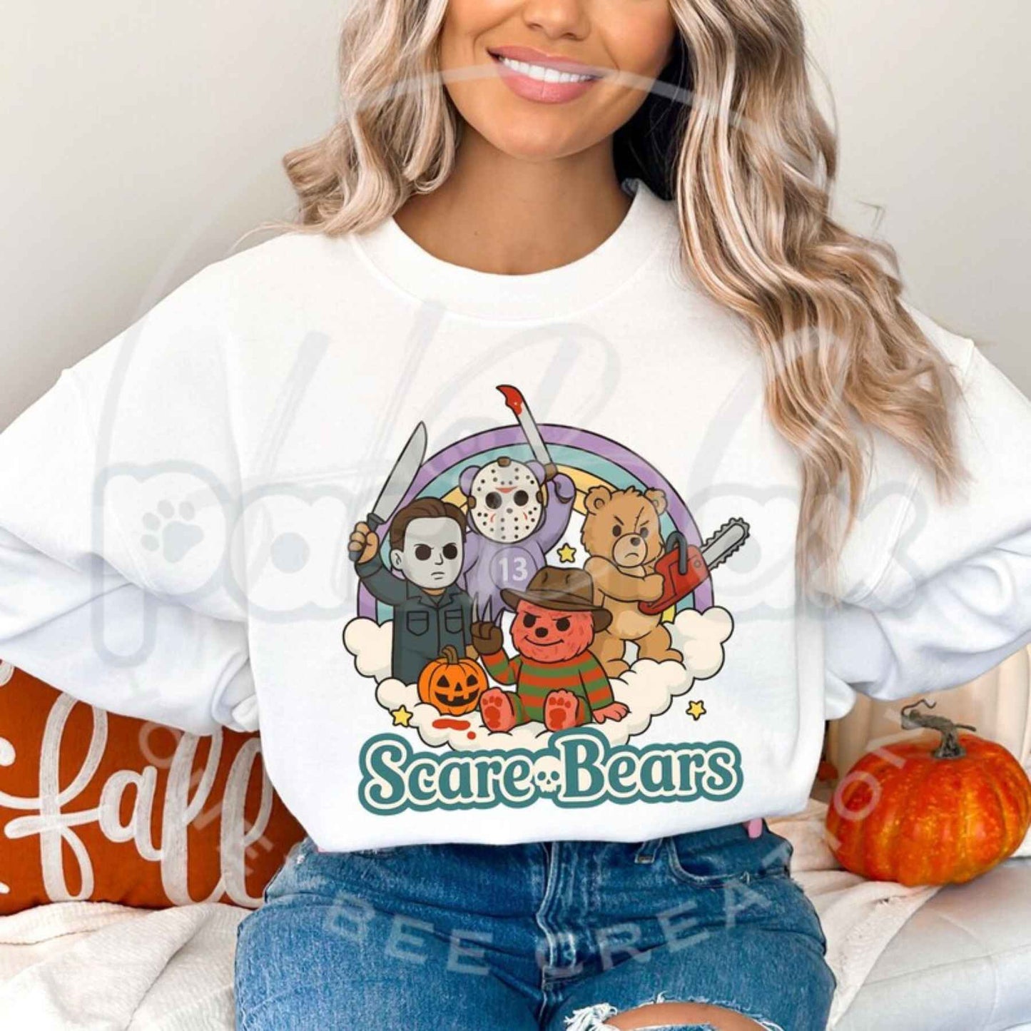 Scare Bears Graphic Sweatshirt | Retro Spooky Nostalgia Top