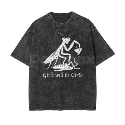 Girls Will Be Girls Oversize Unisex Washed T-Shirt – Trendy Aesthetic Graphic Streetwear Tee