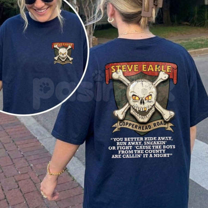Steve Earle Copperhead Road T-Shirt – Vintage Skull Outlaw Country Rock Unisex Tee