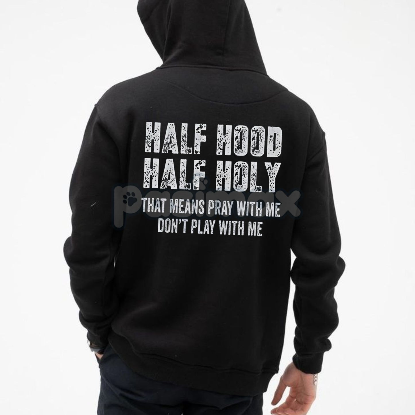 Half Hooded Half Holy Hoodie – Duality Street Style Pullover, "Play With Me Don't Play With Me" Attitude