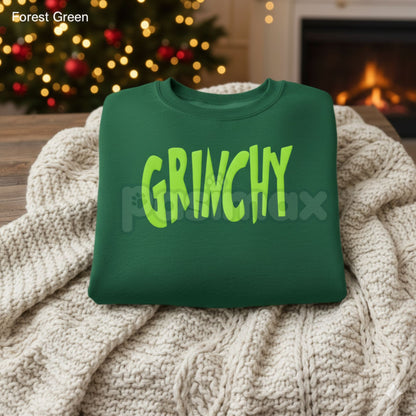 Minimalist GRINCHY Sweatshirt – I'm Only Here For The Presents Holiday Crewneck