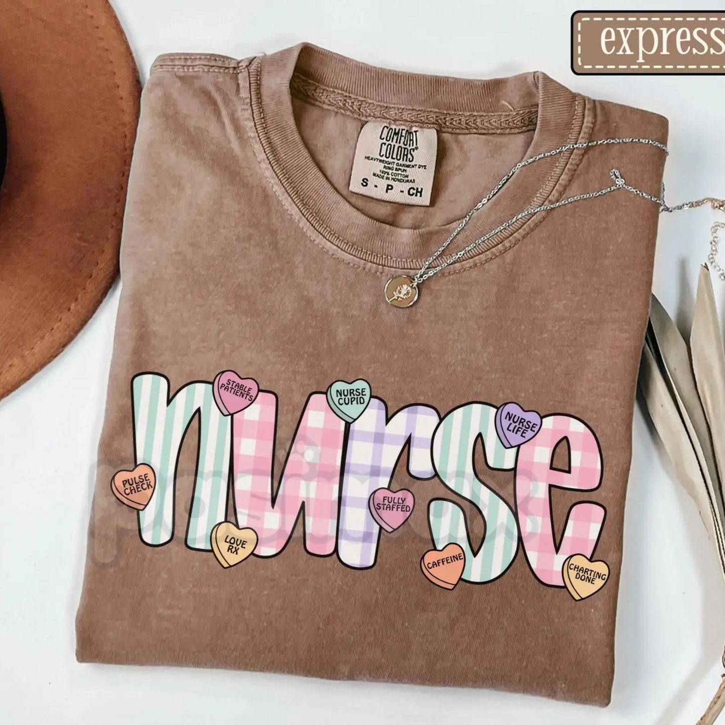 Comfort Colors® Groovy Nurse Valentine’s Tee – Retro Candy Heart Nursing Shirt, Boho Healthcare V-Day Gift, Vintage Pastel Medical T-Shirt