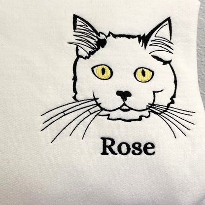 Personalized Cat Outline Embroidered Sweater from Cat Photo