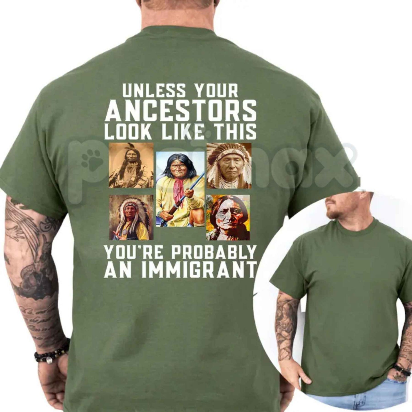 Unless Your Ancestors Look Like This T-Shirt – Native American Indigenous Rights Graphic Tee, Equality & Justice Unisex Cotton Shirt