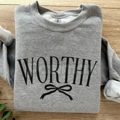 Worthy Sweatshirt | Minimalist Mental Health Affirmation Crewneck | Self Love Aesthetic Jumper | Positive Quote Gift for Her | Soft Girl Style Empowered Pullover