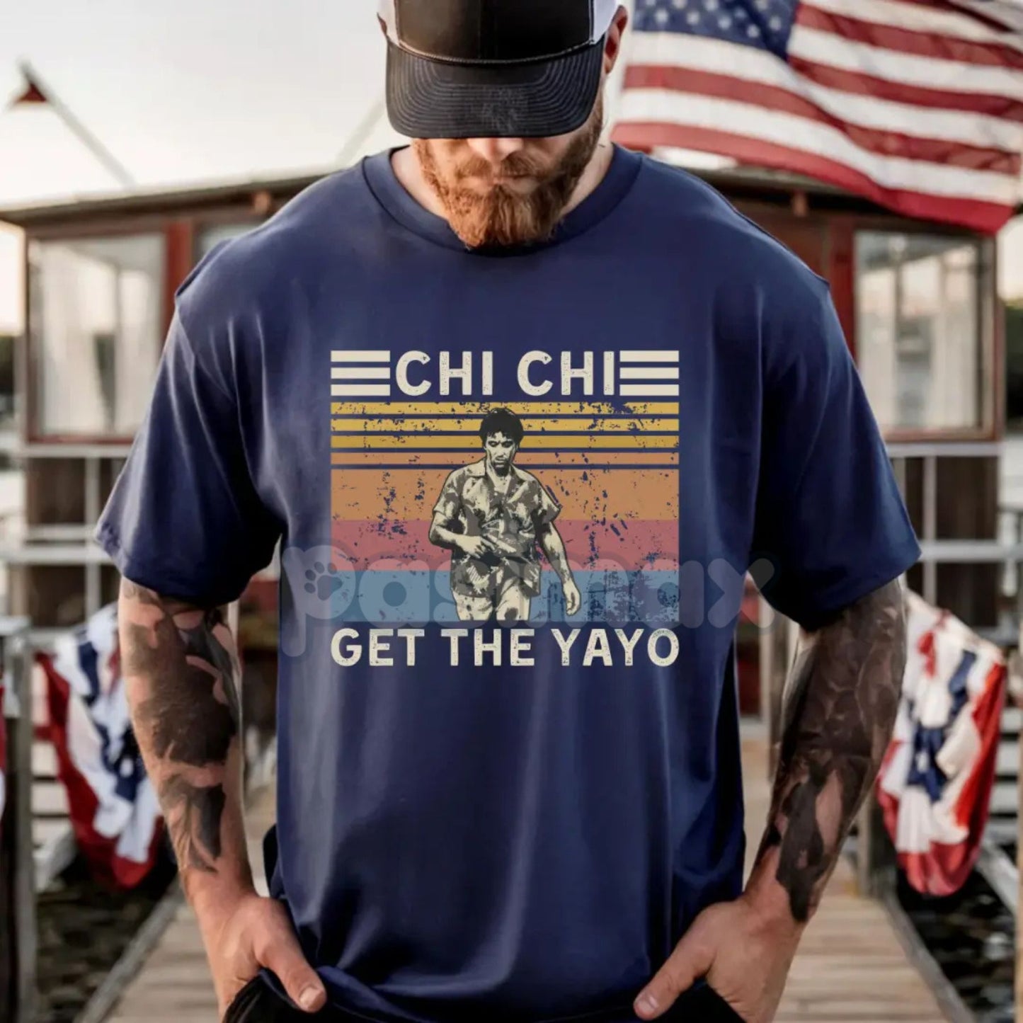 Scarface "Chi Chi Get The Yayo" T-Shirt - Al Pacino Quote Vintage Tee, 80s Pop Culture Apparel, Unisex Distressed Gangster Style