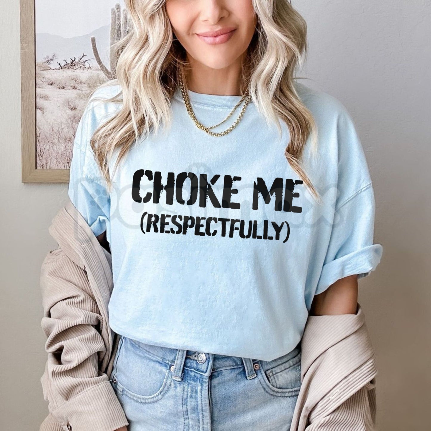 "Choke Me Respectfully" Funny T-Shirt - Sassy Spicy Humor Graphic Tee, Funny Kink-Positive Aesthetic Shirt, Sarcastic Edgy Unisex Party Apparel