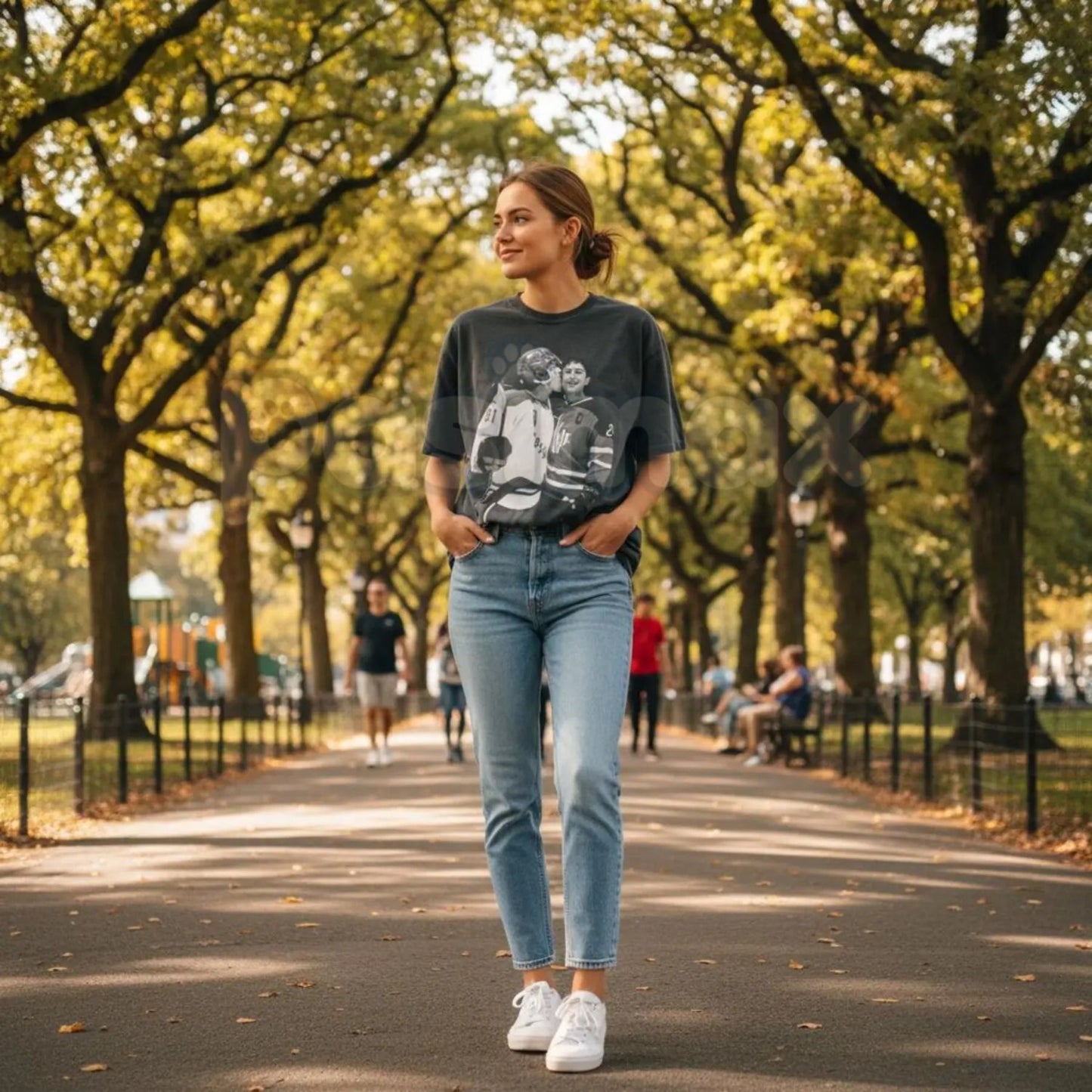 Vintage Black and White Hockey Kiss T-shirt - Retro Sports Romance Apparel, Classic Hockey Celebration Tee, Cinematic Ice Rink Graphic Shirt