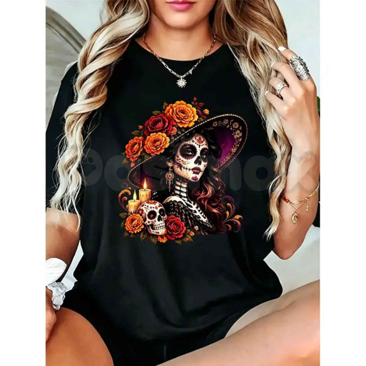 La Catrina Day of the Dead T-Shirt – Sugar Skull Mexican Tradition Unisex Tee