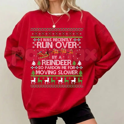 Most Likely To Get Run Over By A Reindeer Sweatshirt | Funny Family Holiday Crewneck