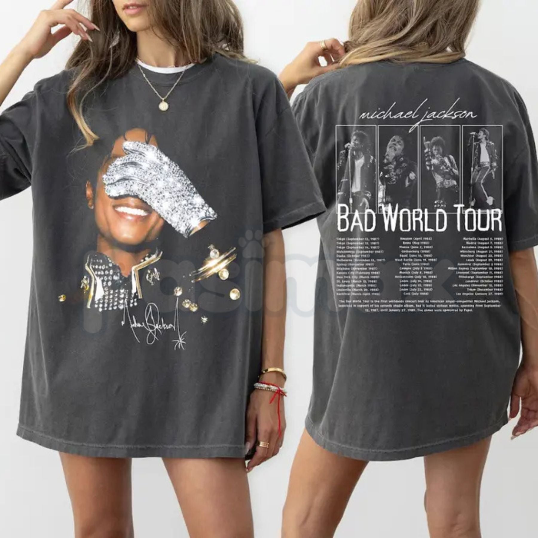 マイケルジャクソン ヴィンテージ Tシャツ 1998 ツアー BAD Michael Jackson Bad Shirt | Vintage 90s 2-Sided Graphic Tee – Pasimax