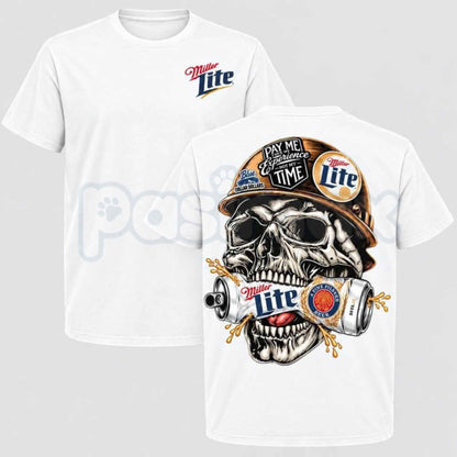 Miller Lite Skull T-Shirt – Vintage Beer Skeleton Graphic Unisex Tee