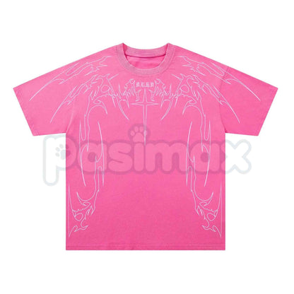 Cyber Sigilism Gothic Tribal Acid Wash T-Shirt – Retro Y2K Alt Dark Aesthetic Graphic Tee, Vintage Washed Lightweight Cotton Unisex Streetwear Top
