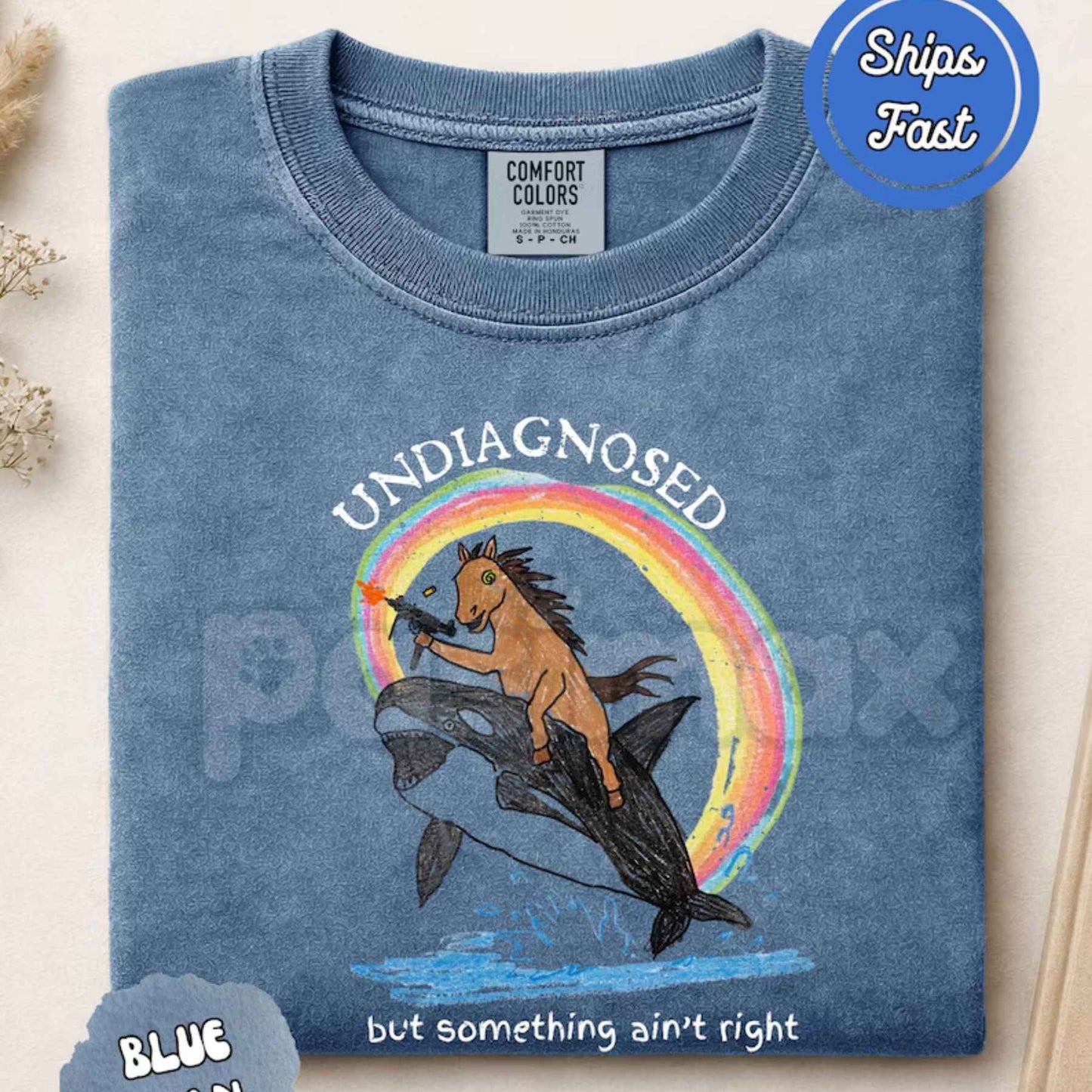 Comfort Colors® "Undiagnosed But Something Ain't Right" T-Shirt – Retro Vintage Sarcastic Mental Health Humor Graphic Tee, Relatable Unisex Top