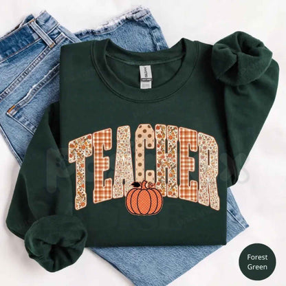 Retro Teacher Pumpkin Sweatshirt | Fall Educator Classroom Graphic Top