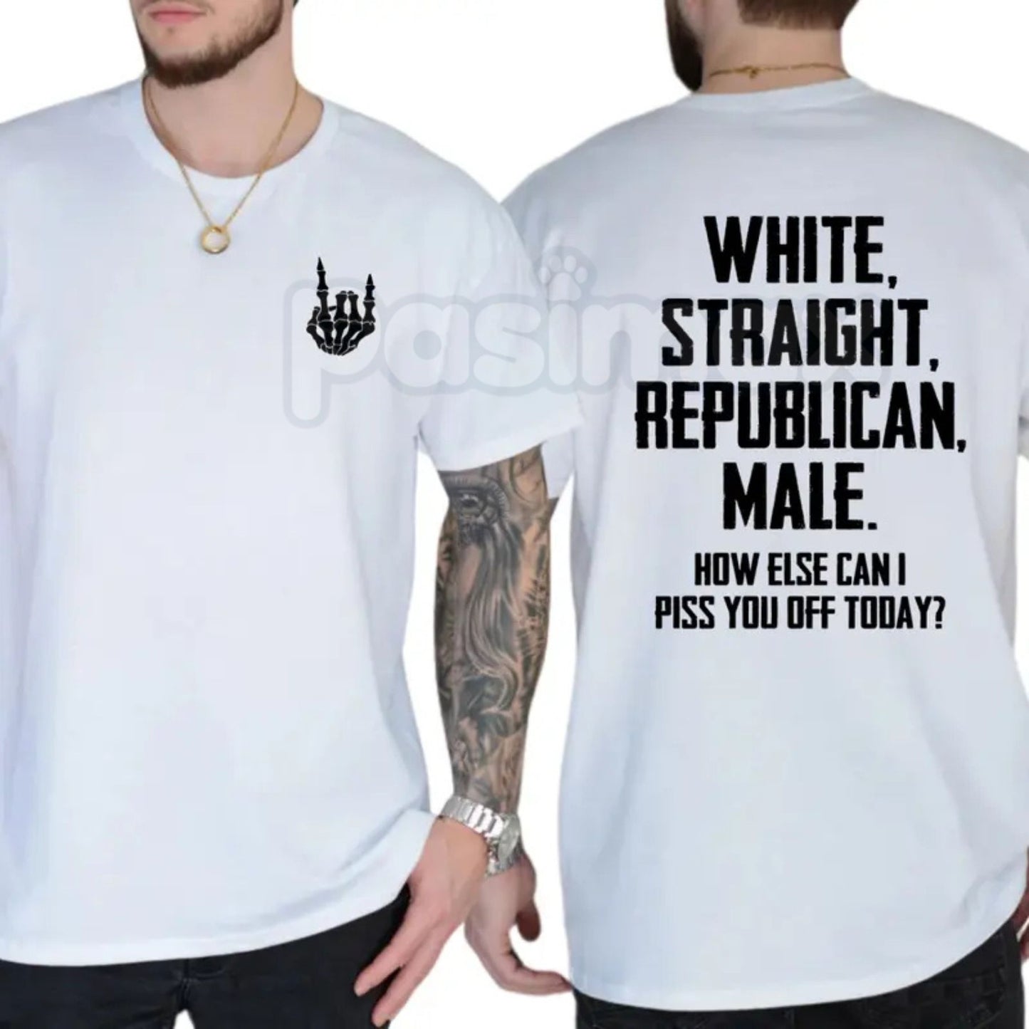 "White Straight Republican Male" T-Shirt – Bold Identity Graphic Tee, Premium 100% Cotton Conservative Menswear, Soft Lived-In Heavyweight Statement Shirt, Made in USA