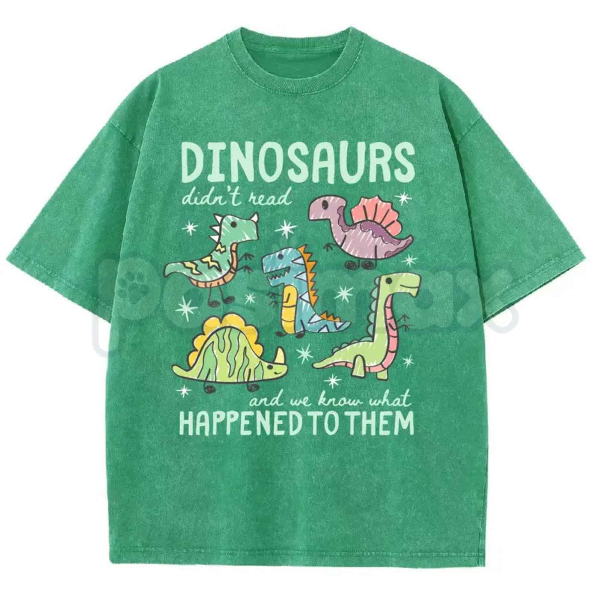 Dinosaurs Didn’t Read Dino Teacher Top – Book-Themed Washed Tee, Funny Retro Reading Literacy Graphic Lightweight Cotton Unisex Shirt