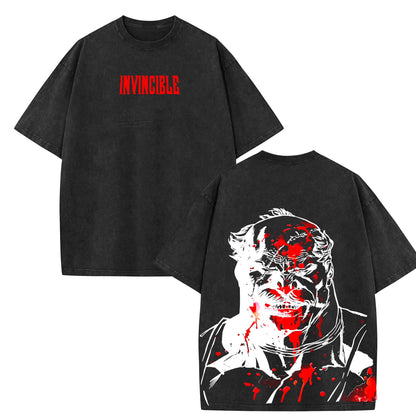 Vintage Anime Oversized T-Shirt – Conquest Invincible Double Print Heavyweight Tee