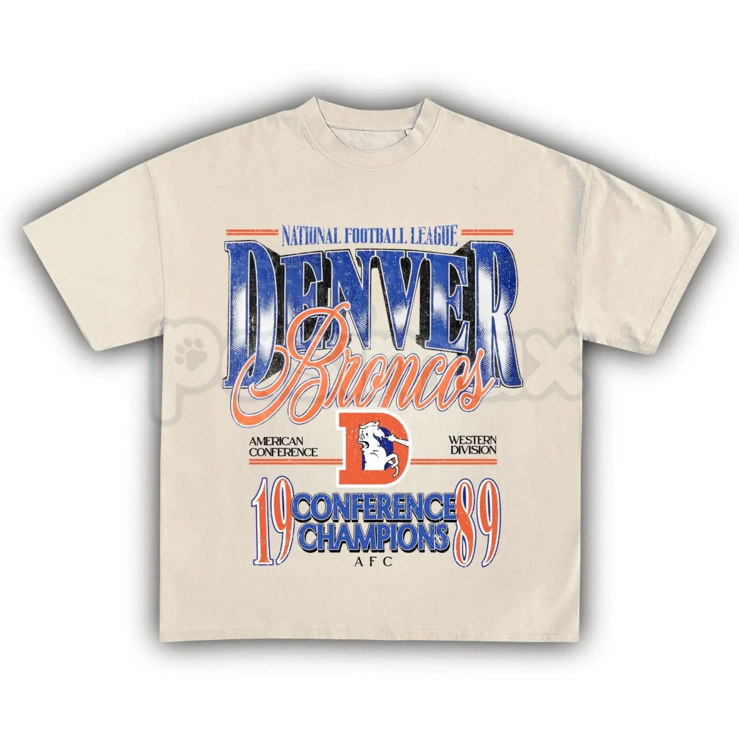 Vintage Denver Football Graphic T-Shirt - Retro Denver Fan Crewneck Shirt, Mile High Football Inspired Tee, Classic Colorado Sports Apparel, Premium Heavyweight Game Day Top, Nostalgic Denver Football Fan Gift