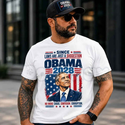 Comfort Colors® Funny Obama 2028 Political Print T-Shirt – Retro Satirical Campaign Graphic Tee, Vintage Parody Unisex Top