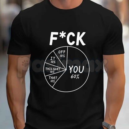 No F*cks Given Pie Chart T-Shirt – Funny Sarcastic Data Quote Unisex Cotton Graphic Tee
