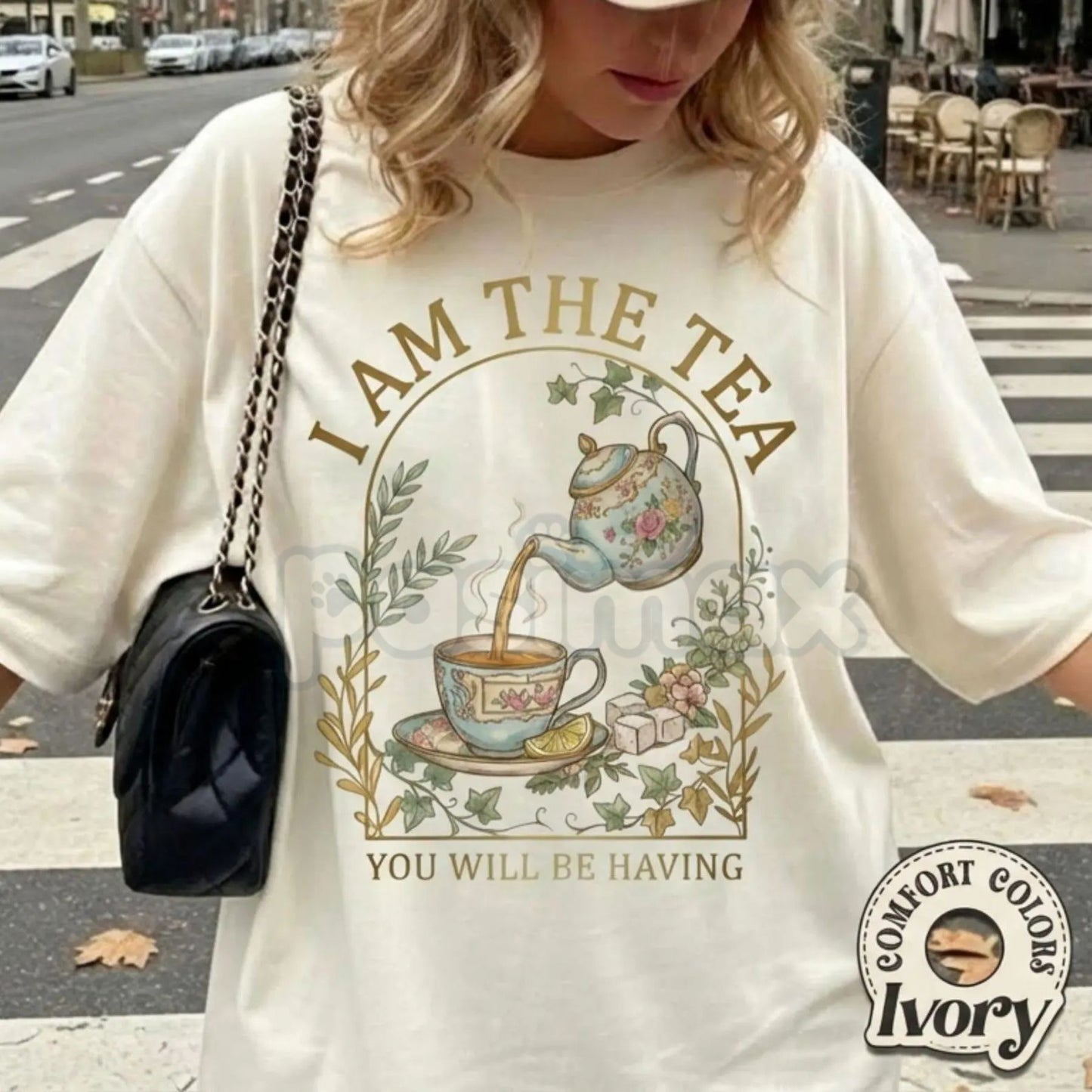 Comfort Colors® "I Am The Tea" T-Shirt – Sassy Sips Graphic Tee, Funny British Humor Shirt, Bold Self-Confidence Top, Aesthetic Girly Aesthetic Tee