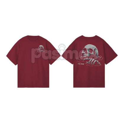 "I'M FINE" Drowning Skull Black Print T-Shirt - Gothic Humor Graphic Tee, Sarcastic Men's Apparel, Dark Aesthetic Skull Shirt