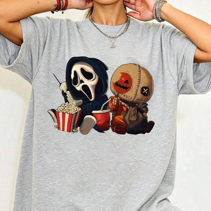 "Mini Halloween Popcorn" T-shirt - Cute Unisex Holiday Tee, Spooky Season Apparel