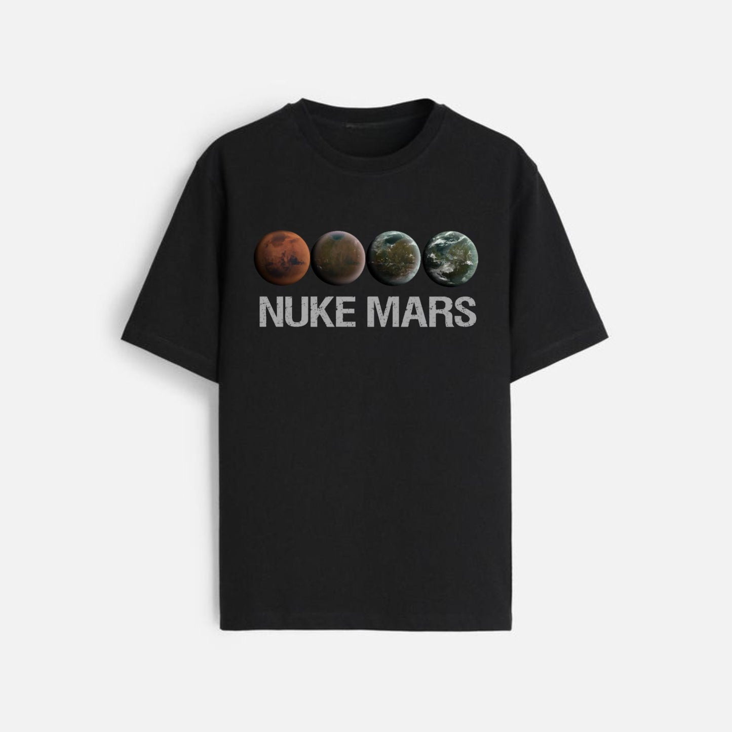 "Nuke Mars" Essential T-Shirt - SpaceX Fan Apparel, Bold Space Exploration Tee