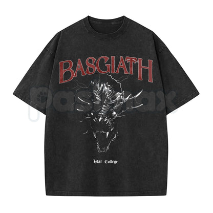 Basgiath War College Shirt – Vintage Fourth Wing Iron Flame Merch Graphic Tee, Acid Wash Lightweight Cotton Unisex Dragon Rider Top