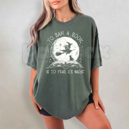 Comfort Colors® Halloween Witch Book T-Shirt – Retro Reading Witch Library Graphic Tee, Cozy Book Lover Unisex Top