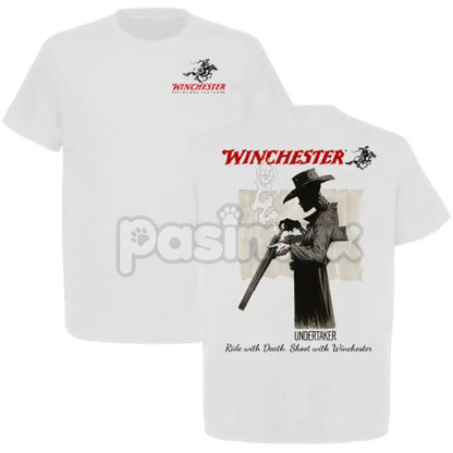 Winchester Undertaker T-Shirt - Grim Reaper Cowboy Graphic Tee, Skull & Rifle Western Streetwear, Unique Vintage Top for Men
