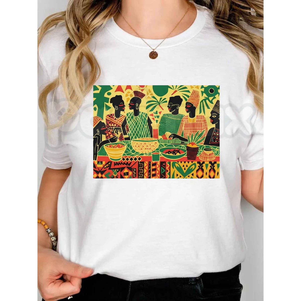 West African Dinner Scene T-Shirt – Cultural Heritage Gathering Unisex Graphic Tee