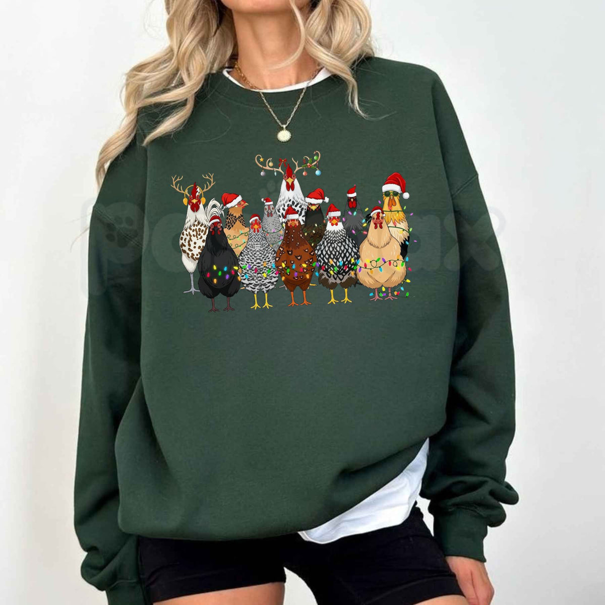 Funny Farm Animal Christmas Sweatshirt | Festive Hen & Rooster Holiday Crewneck