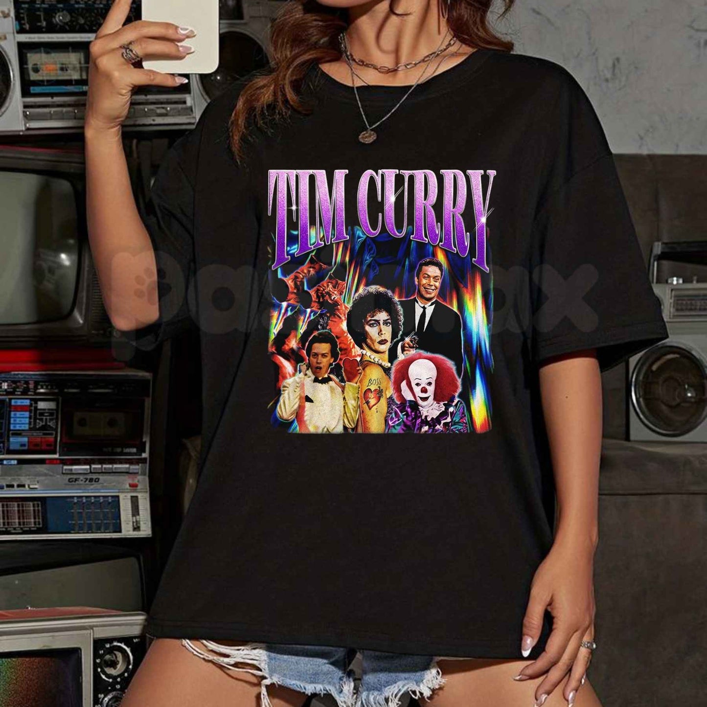 Retro Tim Curry T-Shirt – Vintage 90s Bootleg Homage Unisex Cotton Fan Tee
