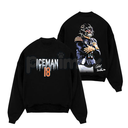 Caleb Williams 18 – Iceman 'Cold' Celly For Da Bears Cotton Hoodie, Sweatshirt & T-Shirt