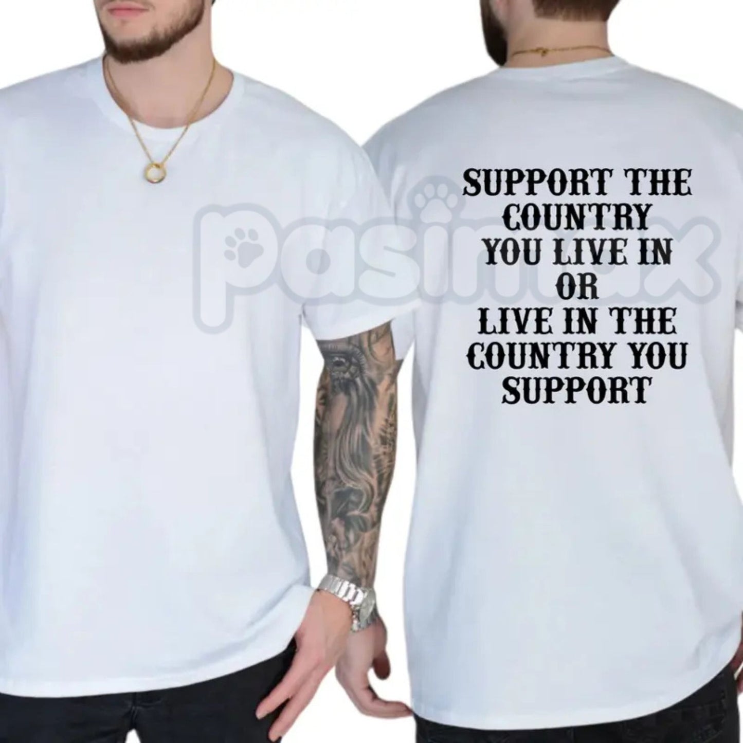 "Support The Country You Live In" Patriotic T-Shirt – Bold National Loyalty Graphic Tee, Premium 100% Cotton Pro-Country Top, Soft Lived-In Heavyweight Constitutional Style Shirt, Made in USA