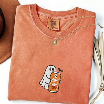 Embroidered Spooky Drink Comfort Colors T-Shirt – Halloween Barista Style Tee