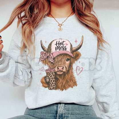 Highland Mess Graphic Sweatshirt | Cute Highland Cow Western Crewneck