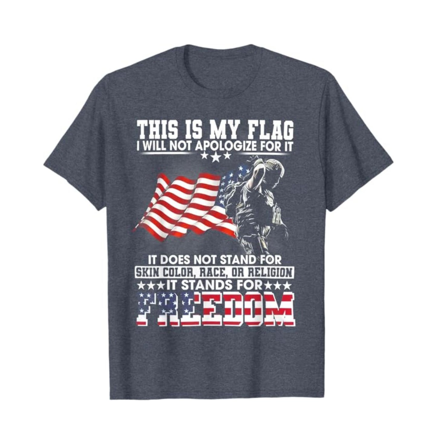 Vintage American Flag & Soldier T-Shirt - Patriotic Military Print Tee, Unisex US Veteran Apparel