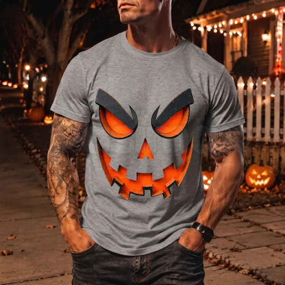 Scary Evil Jack O' Lantern T-Shirt – Spooky Halloween Pumpkin Athletic Sports Tee